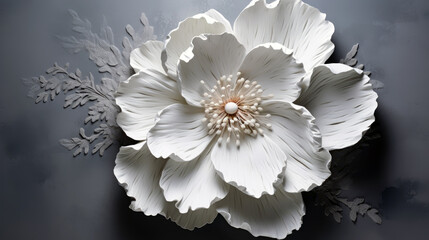 white flower on black. Generative ai