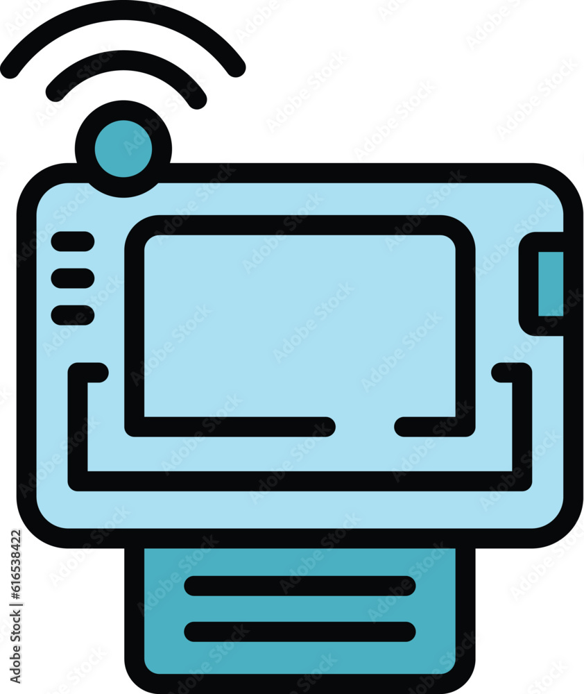 Poster info monitor internet icon. outline info monitor internet vector icon for web design isolated on whi