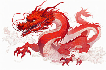 Traditional Chinese dragon engraving illustration. Chinese year of the dragon