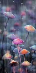 Pink fungi in the rain 