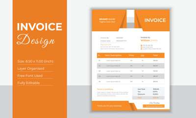Invoice design template for business.