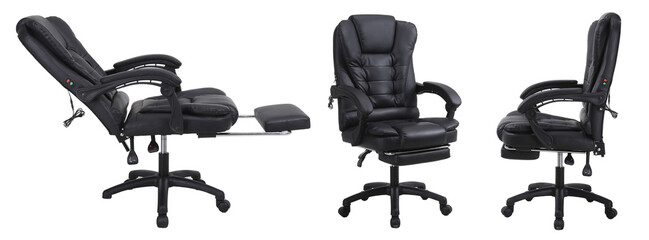 Premium black leg rest office chair, ergonomic office chair with footrest, armrests and headrest...
