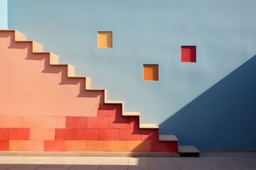 abstract architecture background colorful wall and staircase