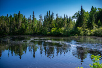 Beautiful and wild lake in the province of Quebec, Canada