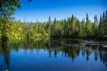 Obraz premium Beautiful and wild lake in the province of Quebec, Canada