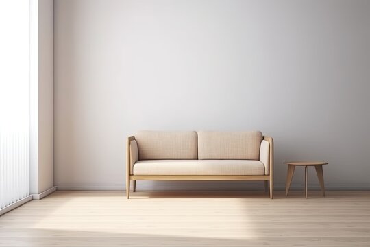 Illustration of an empty living room with modern furniture