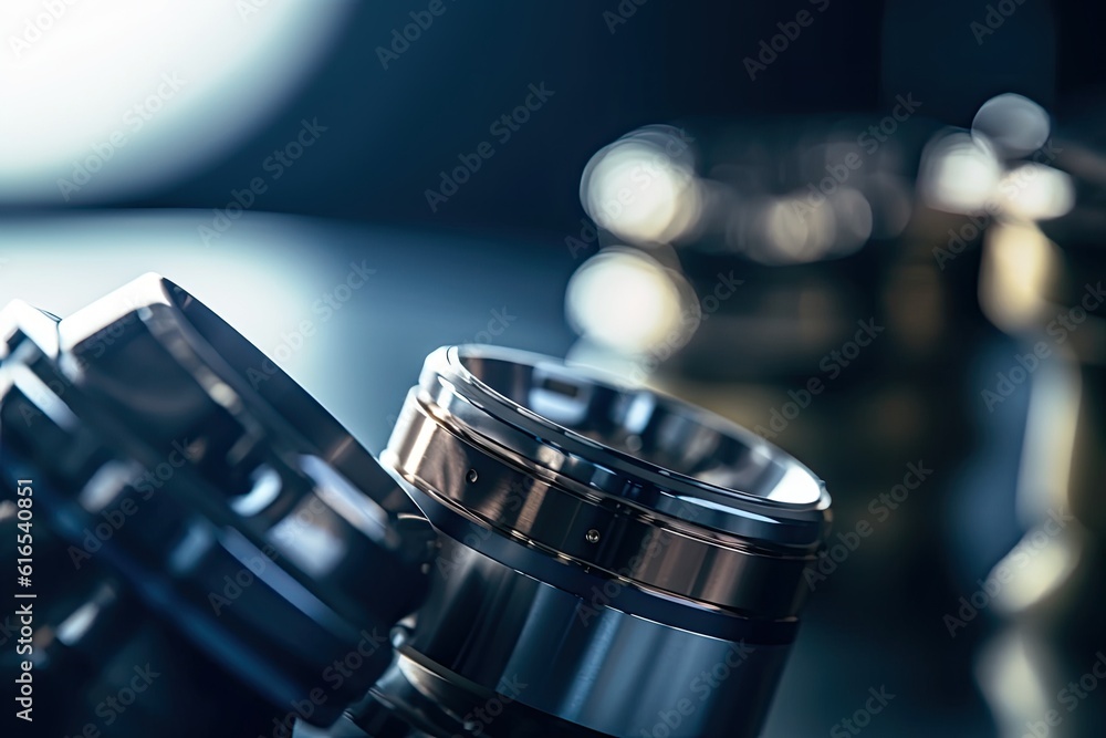 Poster close-up of a metallic object on a table
