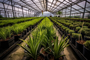A research greenhouse with plant breeding, genetic engineering, and agricultural innovation, advancing sustainable farming practices and food security in high-resolution 8k brilliance