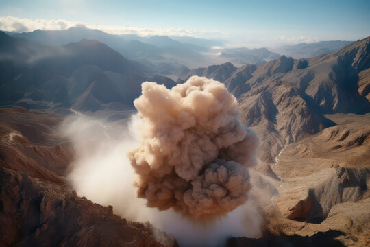 A hyperrealistic portrayal of an asteroid impact resulting in a massive dust storm, engulfing the landscape and reducing visibility to near-zero, in hyperrealistic 8k detail