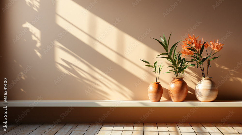 Poster subdued and elegant abstract background featuring the soft light and shadows of a window, creating a