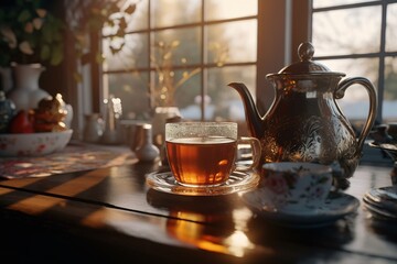 morning tea at home. Generated by Ai.