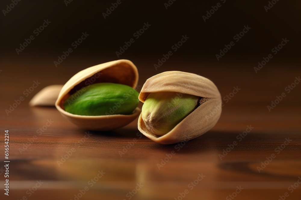 Poster pistachios are on the table. generated by ai.