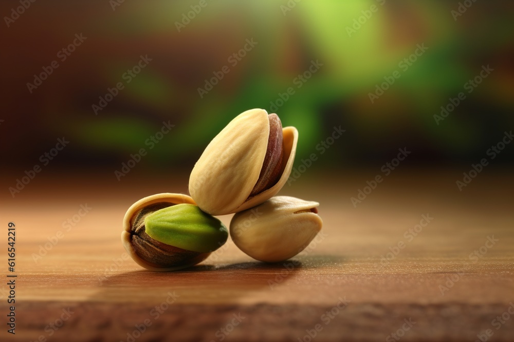 Poster pistachios are on the table. generated by ai.