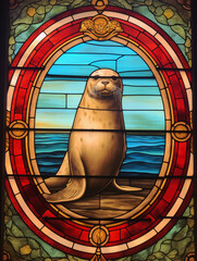 A Stained Glass Window of a Seal | Generative AI