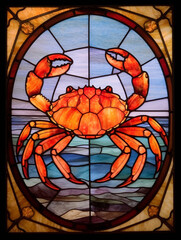 A Stained Glass Window of a Crab | Generative AI