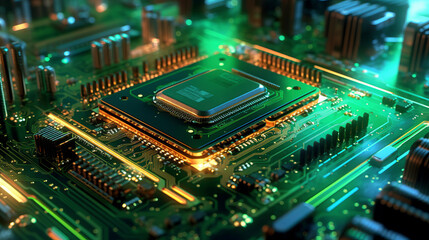 Obraz premium Futuristic rendering of a computer circuit board.