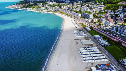 Aerial cityscape of  Le Havre Beach  and cityscape: summer begin!