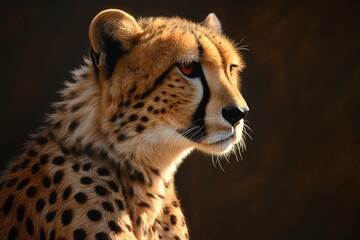 Naklejka na ściany i meble portrait of a cheetah in the african plains, animal generative ai