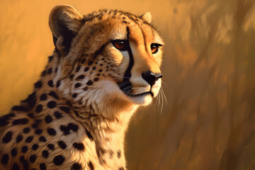 portrait of a cheetah in the african plains, animal generative ai