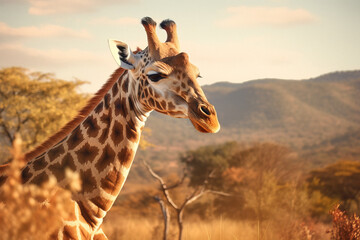Giraffe in the african safari generative ai