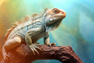 Obraz premium iguana on a tree animal generative ai