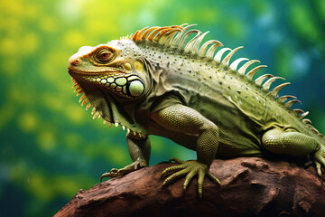 iguana on a tree animal generative ai