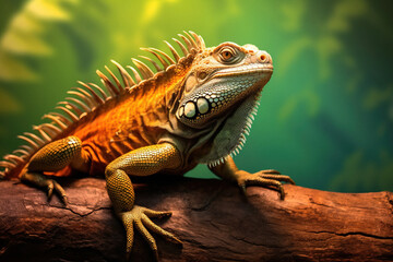 Fototapeta premium iguana on a tree animal generative ai