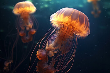 Beautiful jellyfish in the ocean, animal generative ai