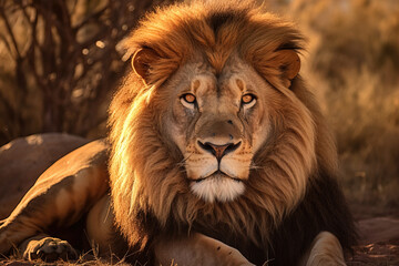 portrait of a lion in the safari, animal generative ai