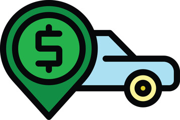 Taximeter car location icon. Outline Taximeter car location vector icon for web design isolated on white background color flat