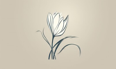  a picture of a flower on a beige background with a black outline.  generative ai