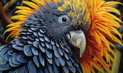 Obraz premium a close up of a colorful bird on a tree branch. generative ai