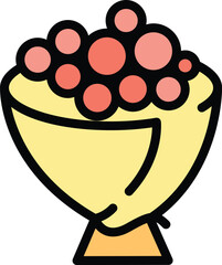 Flower bouquet gift icon. Outline Flower bouquet gift vector icon for web design isolated on white background color flat