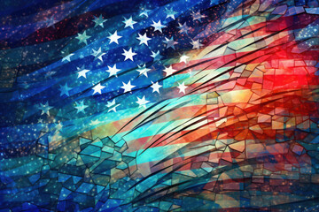 Abstract Artwork with Stars in United States Flag Motif