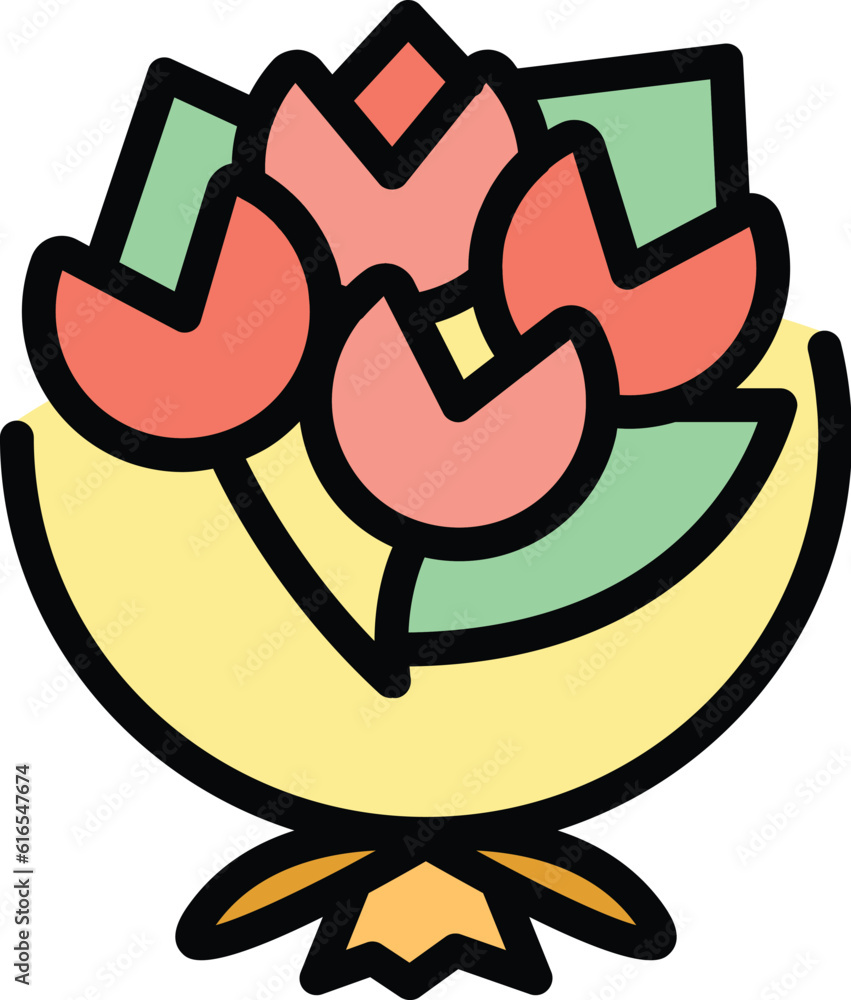 Aufkleber object flower bouquet icon. outline object flower bouquet vector icon for web design isolated on whi