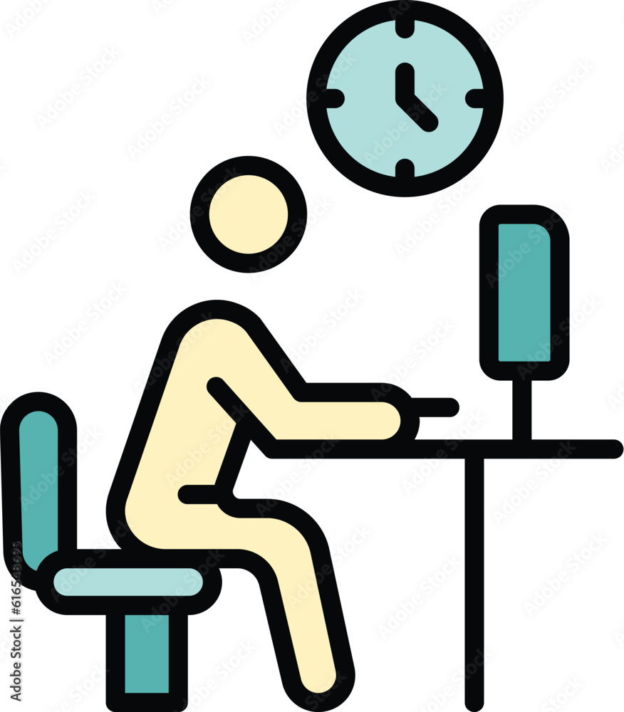 Poster late work computer icon. outline late work computer vector icon for web design isolated on white bac
