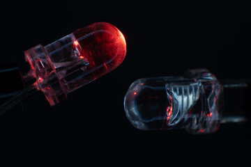 macro of LED lights in black