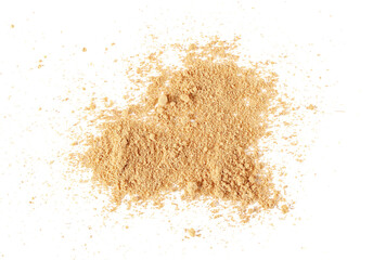 Ginger powder isolated on white, top view 