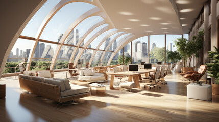 Fototapeta premium Panoramic Elegance in Beige, created with Generative Al technology.