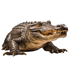 Naklejka premium Isolated Crocodile on Transparent Background - Reptile, Wildlife, Predatory, AI Generated