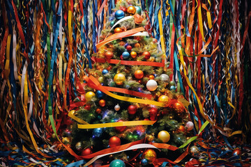 christmas tree with colorful wires Ai generative