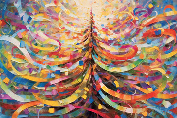 christmas tree with colorful wires Ai generative