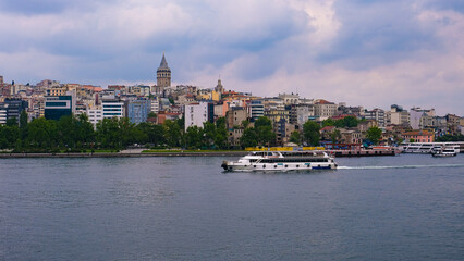 Obraz premium Galata Tower golden horn and mosque in Istanbul