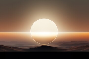 A circle with lighting in the background, in the style of abstract landscapes, Illustration AI Generative.