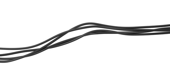 Black cables, wires isolated on white, with clipping path