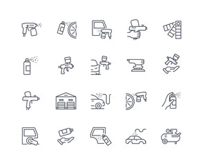 Car paint icons vector outline