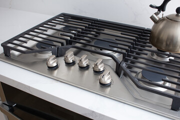 A view of a kitchen range appliance.