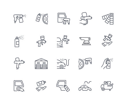 Car paint icons vector outline