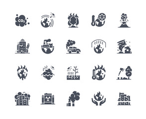 Climate change icons vector black