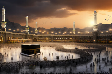 Fototapeta na wymiar Beautiful kaaba hajj piglrimage in mecca umra eid al adha photo background illustration